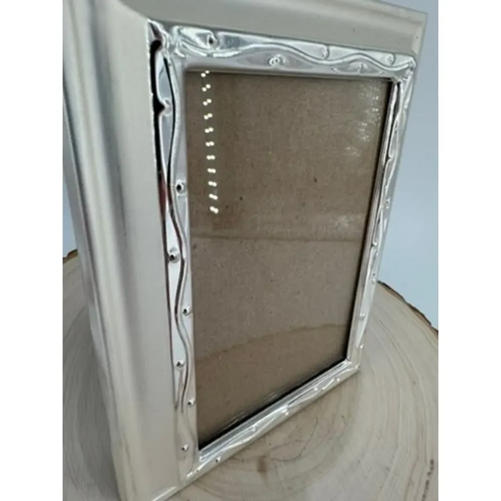 Fetco 3x5 Wedding Photo Frame Silver Ivory Bridal Pearl Tabletop Wall Frame